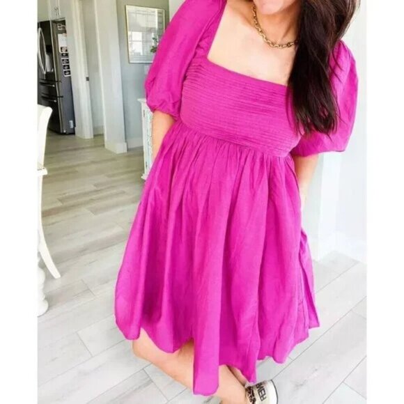 Abercrombie & Fitch Emerson Mini Dress Fuchsia Pink Size Large - Picture 2 of 7